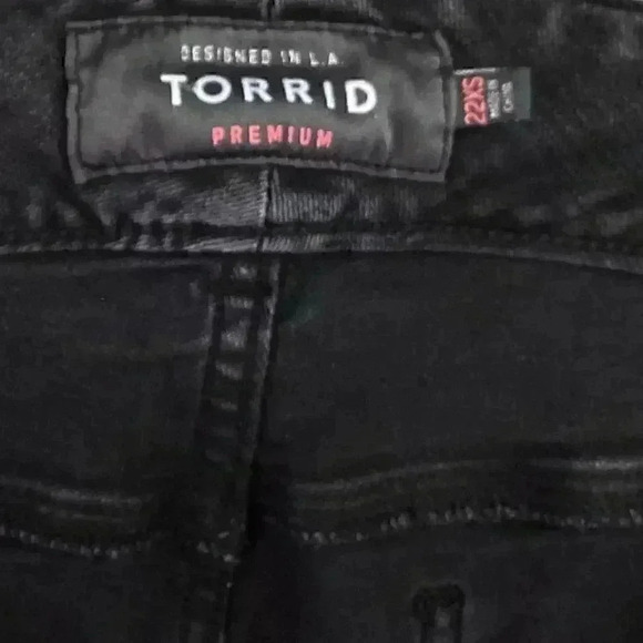 Torrid Jegging Women 22 XS X-Short Petite Distressed Skinny Jeans Black Stretch - Picture 6 of 8